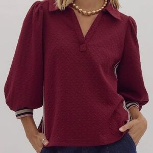 Elegant Burgundy Textured Blouse